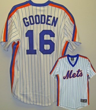 MLB Dwight Gooden New York Mets 1969 Cooperstown Adult Short Sleeve Synthetic Replica Jersey (blue Pinstripes-Mets Coop, Medium)