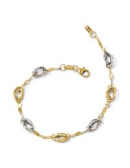 Leslies 14k w/ Rhodium Facny Link Bracelet Length 7.25"