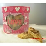 8 ounce MINI CINNAMON PECAN BISCOTTI BITES in an Oval Valentines Day Box by Peggy's Biscotti