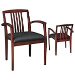 Wood Visitors Chair with Ladder Back and Upholstered Seat Cherry