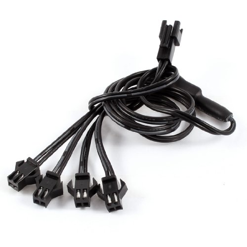 Female to Male 2 Pin Connector EL Wire 4 Way Splitter Cable Extend Line Black