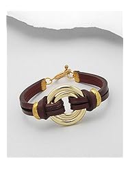 Brown Leather Bracelet In White Base