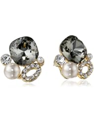 Oroclone "Crystal Luxe" 14k Plated Faux Pearl Crystal and Swarovski Stone Earrings
