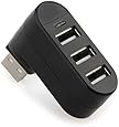 ESUMIC USB Hub 2.0 3 Ports 180 degrees rotation Mini Rotate Splitter Adapter for PC Laptop Black