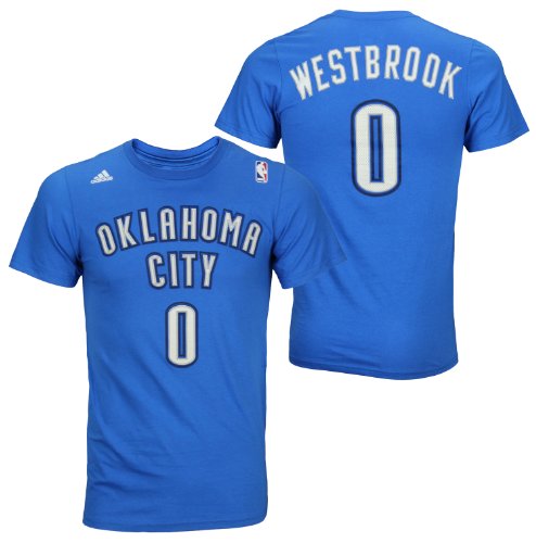 Adidas Mens Oklahoma City Thunder NBA Russell Westbrook T Shirt Blue