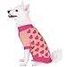 Blueberry Pet 14-Inch Back Length Cutie V-neck Dog Sweater in Shrimp Color with Valentines Pink Hearts, Winter Coats for Dogs