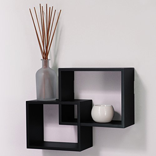 Wall Shelves Overlapping nexxt Link Decorative Wooden Cube Black Set of