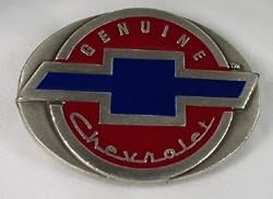 Genuine Chevrolet Bow-Tie Enamel Pewter Belt Buckle