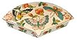 Hand painted chinese fan shaped porcelain trinket box with lid - butterfly design