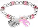 Breast Cancer Awareness Stretch Heart Toggle Bracelet