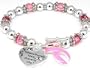 Breast Cancer Awareness Stretch Heart Toggle Bracelet
