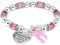 Breast Cancer Awareness Stretch Heart Toggle Bracelet