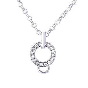 Morella Edelstahl Charms Halskette 70 cm mit Zirkoniasteinen in Geschenkbox