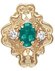 14 Karat Gold Slide with Emerald center and Diamond accents GS488-E-D