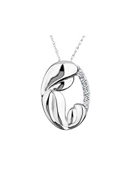 A Mothers Love Pendant Necklace with Diamonds in 10K White Gold with Chain