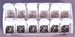 Rosary Display with 12 First Communion Rosaries (6 Clear, 6 Black) in Gift Boxes
