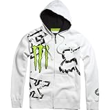 Fox Racing Monster Ricky Carmichael Replica Downfall Men's Hoody Zip Racewear Sweatshirt/Sweater w/ Free B&F Heart Sticker Bundle - White / Large