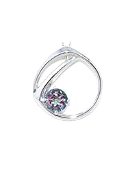 2 Carat Genuine Mystic Topaz Round Pendant .925 Sterling Silver Rhodium Finish White Gold Quality