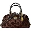 Coach Signature Op Art Sabrina Satchel Duffle Bag Tote 12947 brown