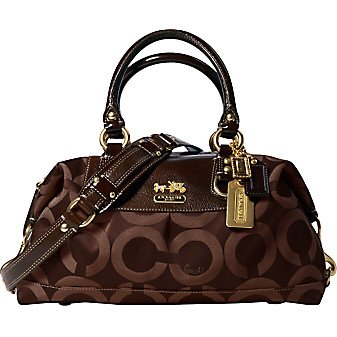 Coach Signature Op Art Sabrina Satchel Duffle Bag Tote 12947 brown