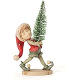 Enesco Heart of Christmas Gift Elf with Christmas Tree Figurine, 4.33-Inch