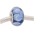 Murano Style Glass Lampwork Bead Fits Pandora Blue White Pansies 14mm (1)