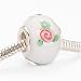Murano Style Glass Lampwork Bead Fits Pandora White With Rose 14mm (1)