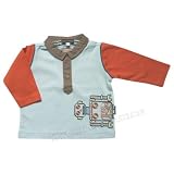 Rabbit Moon Light Blue Polo w Orange Sleeves by Rabbit Moon