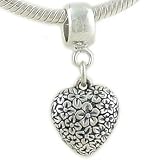 925 CHINTZ HEART European Bead Dangle for Charm Bracelet