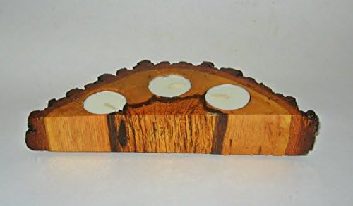 Rustic Hardwood Candle Holder - Holds 3 Tea Light Candles