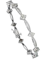 14k White Gold (8 mm wide) 7" Tennis Bracelet, w/ 40 Round Brilliant Diamonds; Total Carat Weight: 2.00; Clarity: SI; Color: H-I