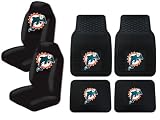 A Set of 4 NFL Universal Fit Front All-Weather Floor Mats and A Set of 2 Universal Fit Seat Covers - Miami Dolphins