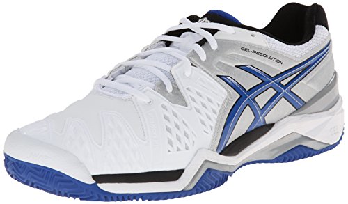 ASICS Men's Gel-Resolution 6 Clay Court Tennis Shoe,White/Blue/Silver,10 M US
