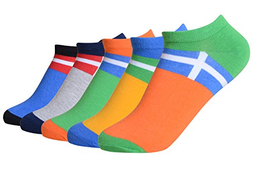 QBSM Mens Colorful Dress Striped Hot Sox Happy Cotton Ankle Socks, Pack of 5