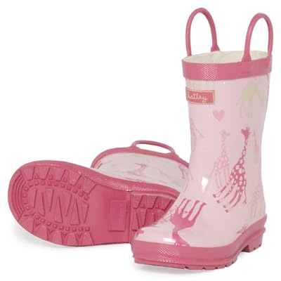 Hatley Girls Wellington Boots, Wellies Zoo Animals Pink Giraffe