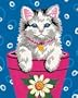 Flower Pot Kitten (8"x10") for Beginners Paint By Number Dimensions