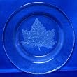 Individually Hand Etched Maple Leaf Clear Glass Salad Plate 8"D Set / 2