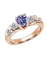 1.88 Ct Round Tanzanite Blue Mystic Topaz G/H Diamond 14K Rose Gold Ring