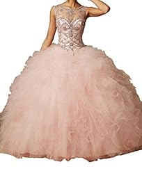 Crystal Crystals Lace-Up Open-Back Scoop Neck   Ball Gown Prom Dress/Quinceanera Dress  with a Brush/Sweep Train 
