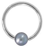 14 Gauge 5/8 - Peacock Pearl 14kt White Gold Captive Bead Ring - 5mm