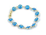 Clear Blue 14 Karat Gold Classic Evil Eye Glass Beads Bracelet