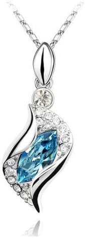 SelfishLove Fashion Women Bridal Jewelry Set Platinum-plated SWAROVSKI Crystal Earrings Studs Necklace (Sky Blue)