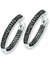 1.2 Carat 14K White Gold Black Diamond In-Out Hoop Earrings