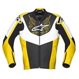 Alpinestars Vector Leather Motorcycle Jacket Black/Yellow 54