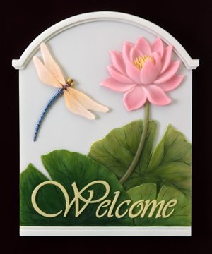 Dragonfly & Waterlily Welcome Sign - Ibis & Orchid Design Collection