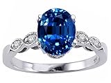 2.36 cts Lab Created Sapphire and Genuine Diamond Ring - 14kt White or Yellow Gold
