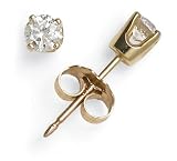  : 14k Yellow Gold Round Diamond Stud Earrings (1/4ct tw, J, I)