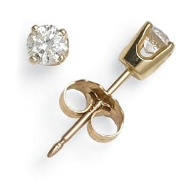 14k Yellow Gold Round Diamond Stud Earrings (1/4ct tw, J, I)