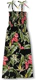 Smocked Dress - Anthurium Plumeria Versatile Ties Hawaiian Aloha Smocked Sun Dress