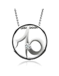 Zodiac Sign Capricorn Silver Diamond Pendant Necklace (HI, I1, 0.05 carat)